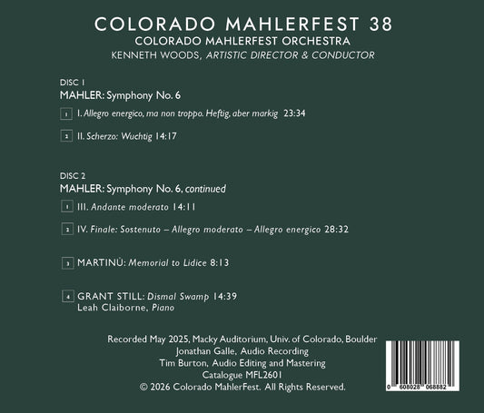 MahlerFest 38 (2025) Mahler Symphony No. 6 - Martinů "Memorial to Lidice" - Grant Still "Dismal Swamp" (Double Disc) - Mahlerfest